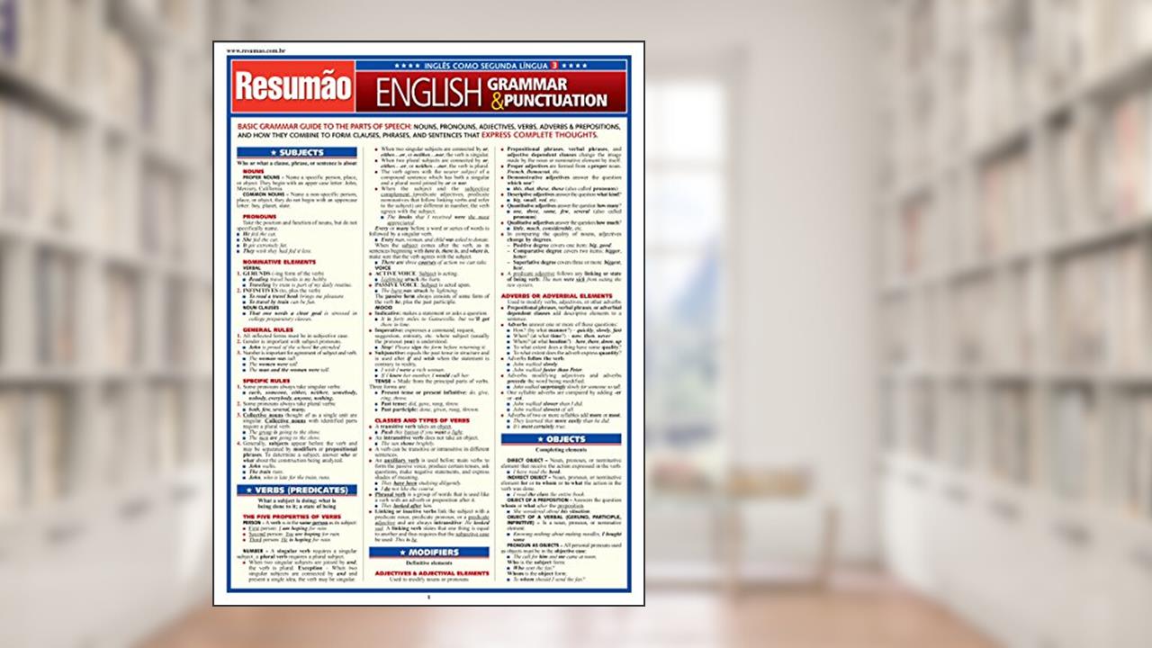Resumão - English - Grammar & Punctuation 4 paginas, do autor Steven Berner Michael Briggs