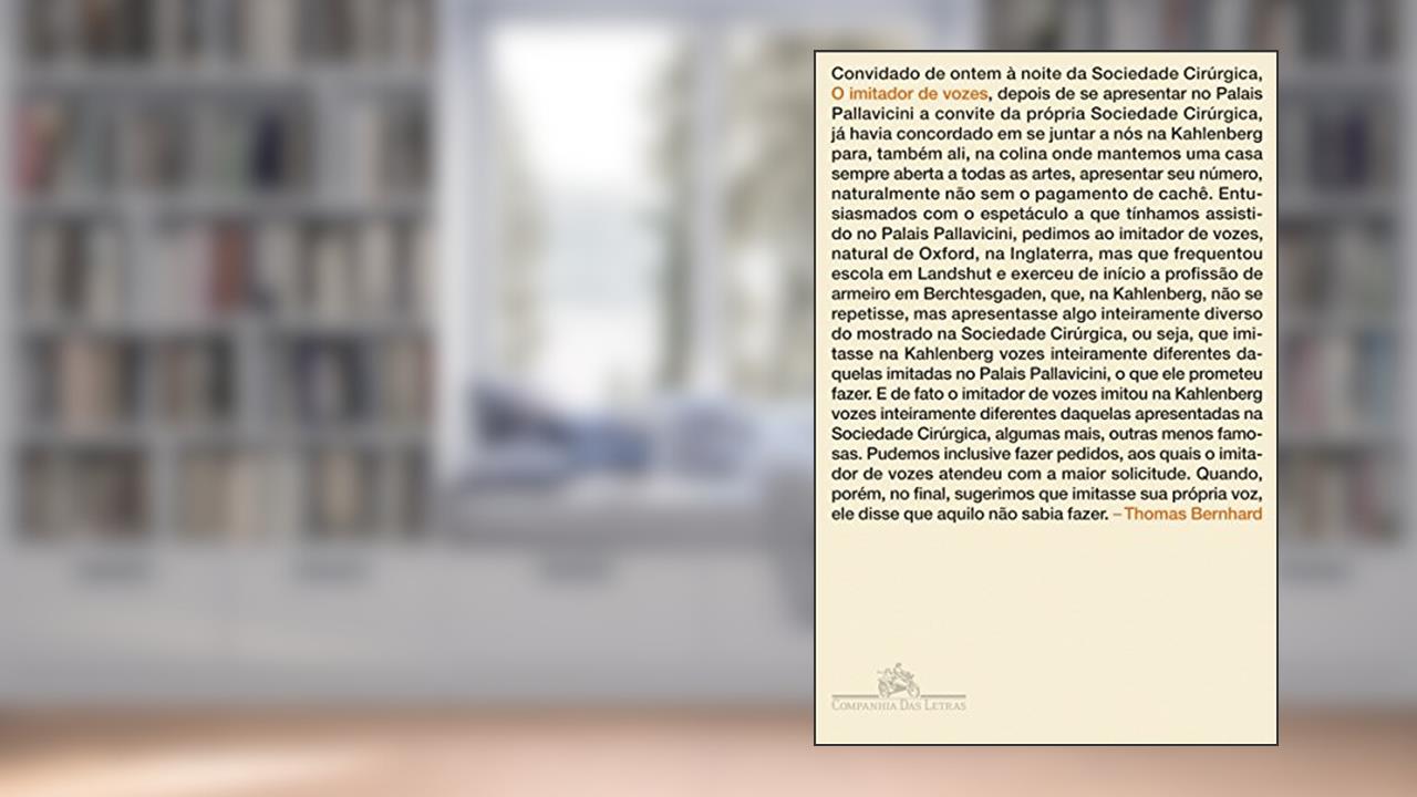 Capa de O imitador de vozes, do autor Thomas Bernhard