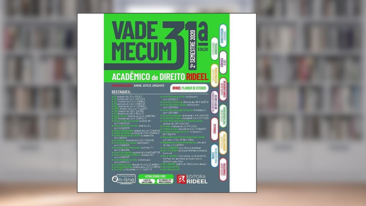 Capa de Vade Mecum Acadêmico De Direito - Rideel 31ª Edição - 2° Semestre 2020 (atualizado Até 31/07/2020), do autor Anne Joyce Angher
