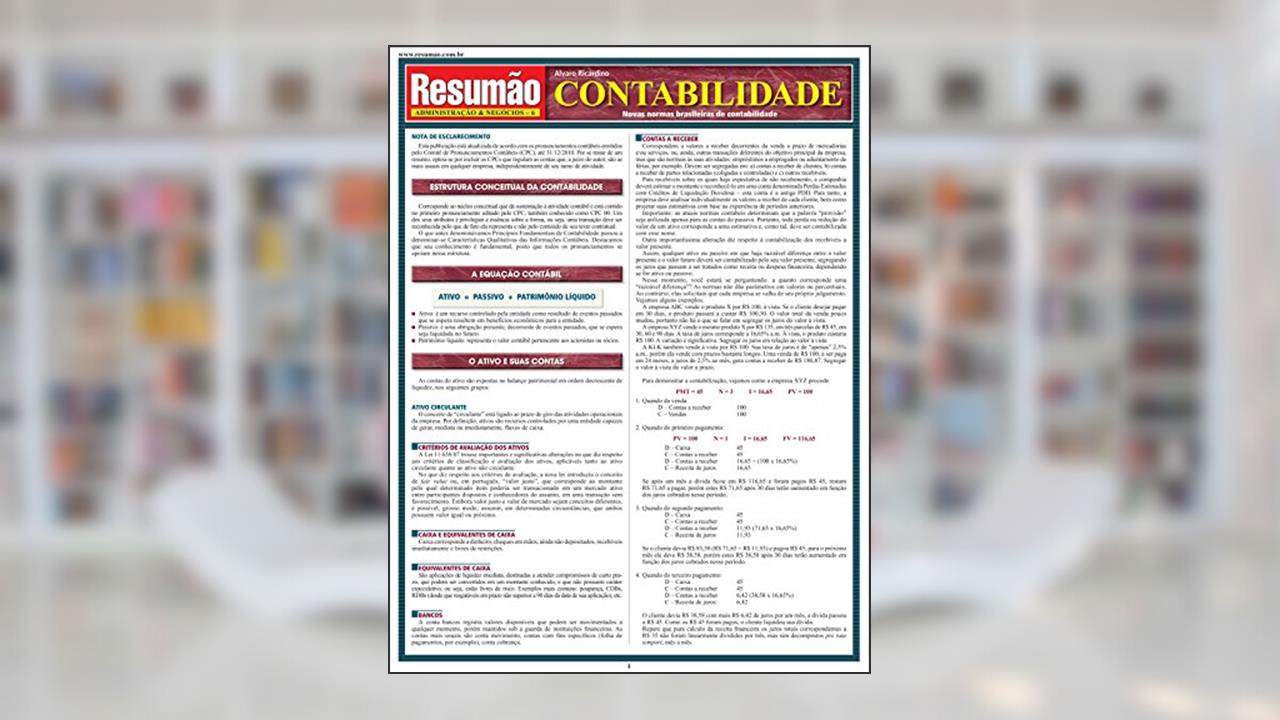 Capa de Contabilidade, do autor Alvaro Ricardino