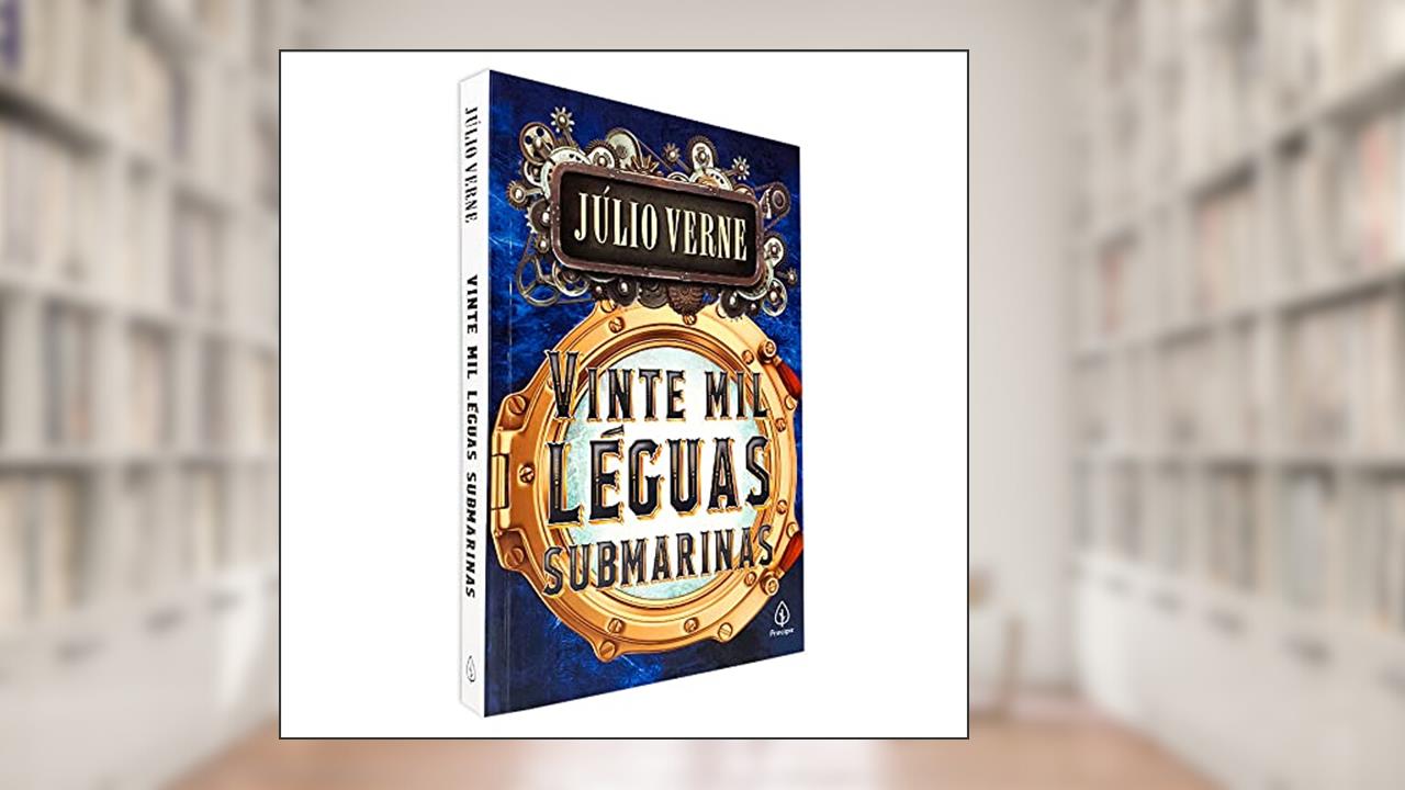 Capa de Vinte mil léguas submarinas, do autor Júlio Verne