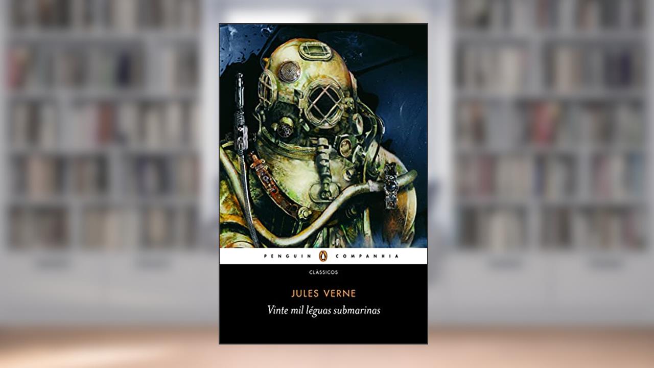 Capa de Vinte mil léguas submarinas, do autor Jules Verne