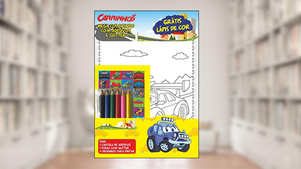 Capa de Carrinhos - Mega colorindo com adesivos e glitter, do autor On Line Editora