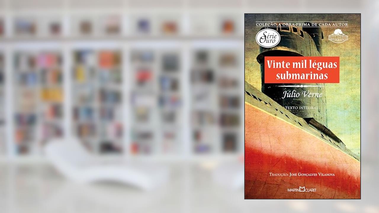 Capa de Vinte mil léguas submarinas, do autor Julio Verne