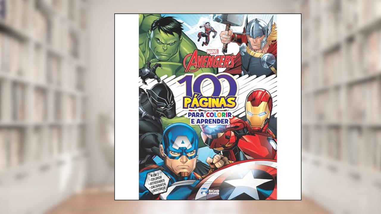 Capa de 100 Páginas Para Colorir Marvel - Vingadores, do autor Jefferson Ferreira