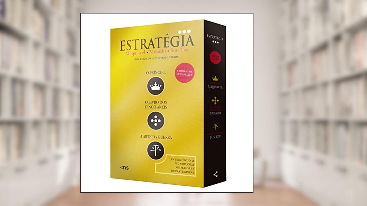Capa de Box O Essencial da Estratégia - 3 Volumes, do autor Miyamoto Musashi; Sun Tzu; Nicolau Maquiave