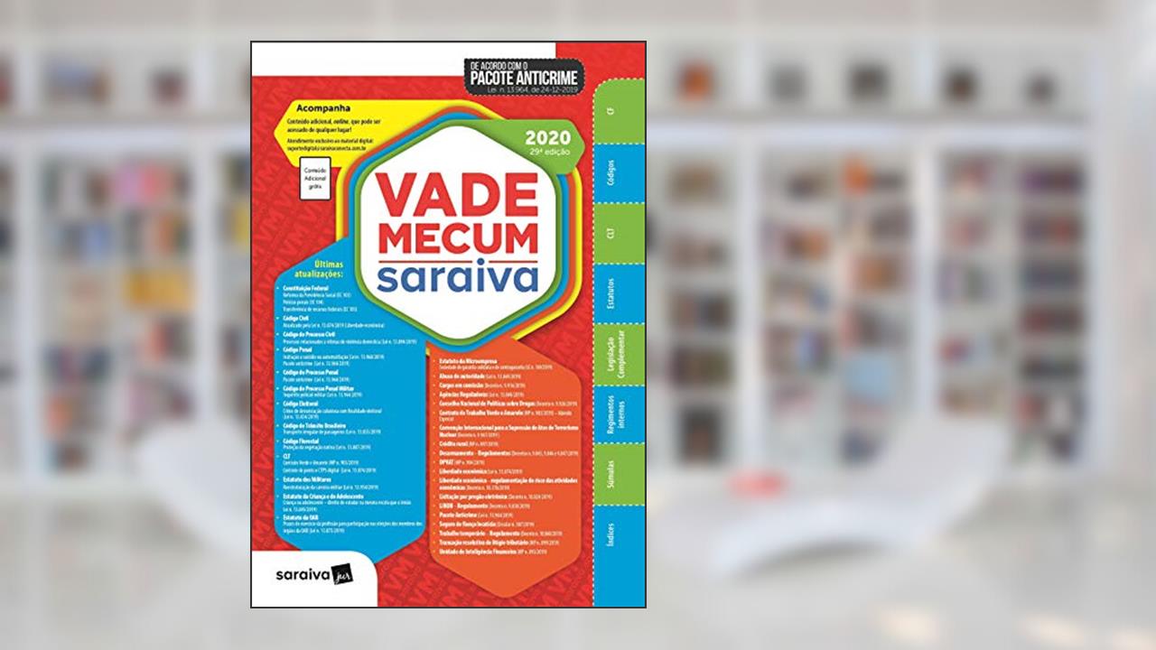 Capa de Vade Mecum Saraiva 2020 - Tradicional - 29ª Edição: Atualizado Com o Pacote Anticrime, do autor Editora Saraiva