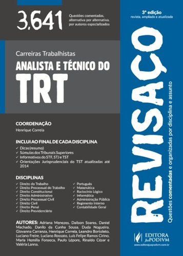 Ler Analista e Técnico do TRT. 3641 Questões Comentadas - Coleção Revisaço, do autor Henrique Correia Ler Analista e Técnico do TRT. 3641 Questões Comentadas - Coleção Revisaço, do autor Henrique Correia